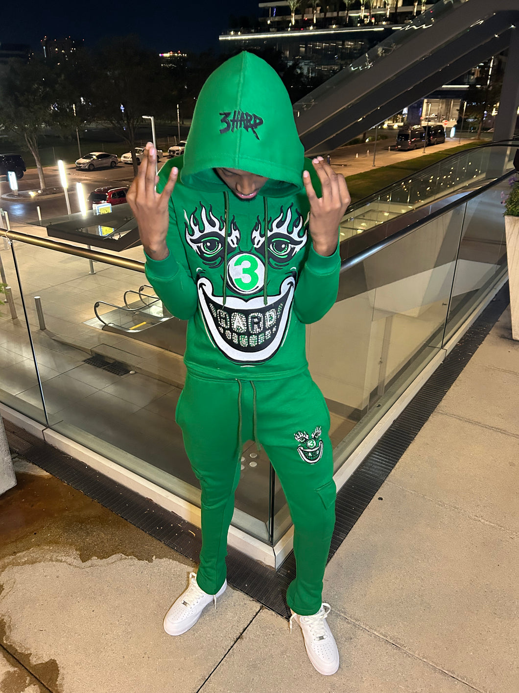 3HARD “CLOWN STACKED” TRACKSUITS GREEN