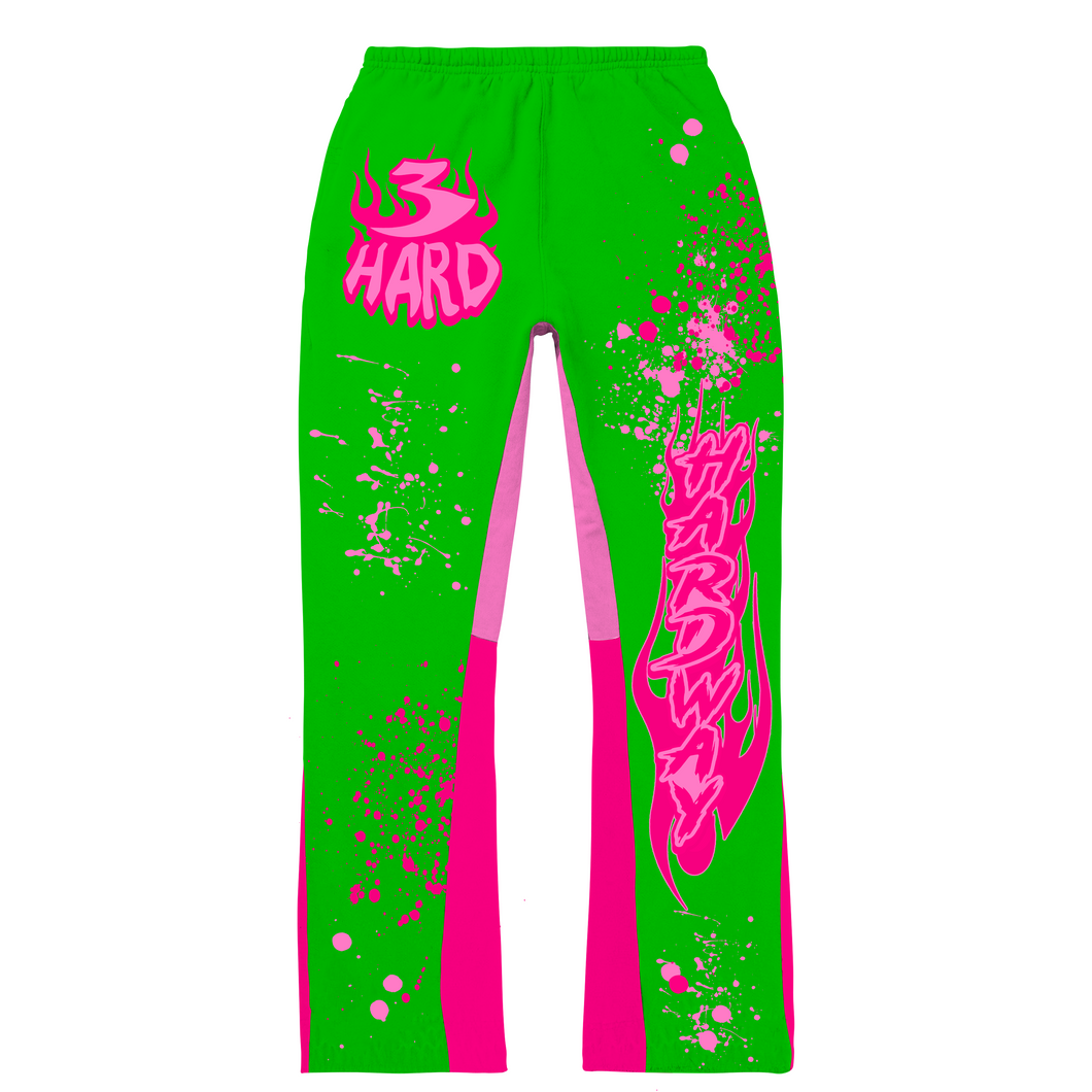 FLAME FLARE SWEATS GREEN AND PINK